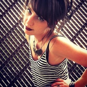 F21 Black & White Striped V-neck Tank Top